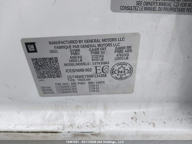 1GT49WEY0MF234358 GMC Sierra K3500 Denali