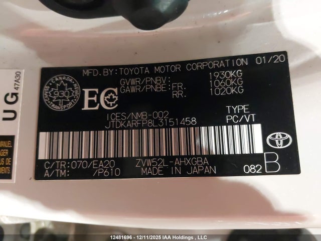 Toyota Prius 2020 JTDKARFP8L3151458 Image 9