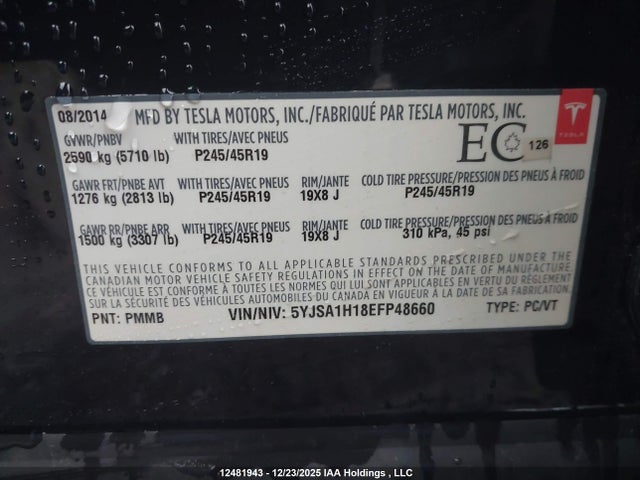 5YJSA1H18EFP48660 Tesla MODEL S