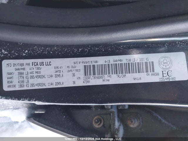 Aukcja sprzedaży 2019 Ram 1500 Rebel, vin: 1C6SRFLT9KN820971, numer aukcji: 12481992