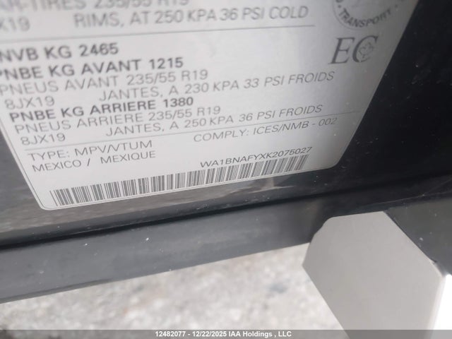 WA1BNAFYXK2075027 Audi Q5 Premium Plus