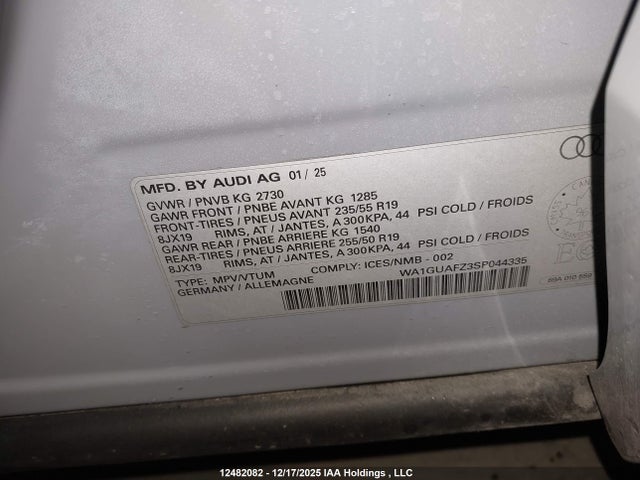WA1GUAFZ3SP044335 Audi Q4 E-TRON
