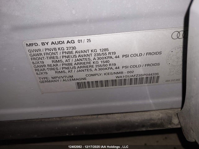 WA1GUAFZ3SP044335 Audi Q4 E-TRON