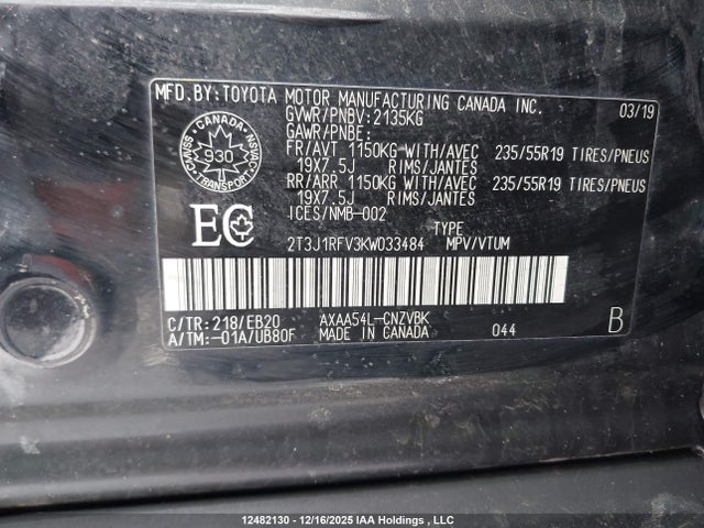 2T3J1RFV3KW033484 Toyota RAV4