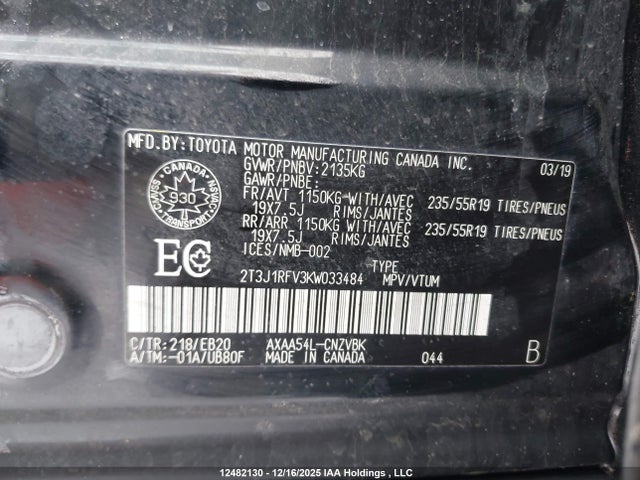 2T3J1RFV3KW033484 Toyota RAV4