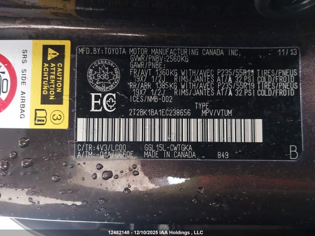 2T2BK1BA1EC238656 Lexus Rx 350/base/f Sport