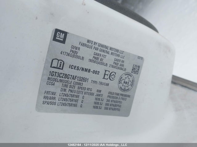 12482164 :رقم المزاد ، 1GT3CZBG7AF132691 vin ، 2010 Gmc Sierra C2500 Heavy Duty مزاد بيع