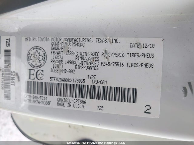 5TFSZ5ANXKX179065 Toyota Tacoma Access Cab/sr/sr5/trd Sport/trd Off Road