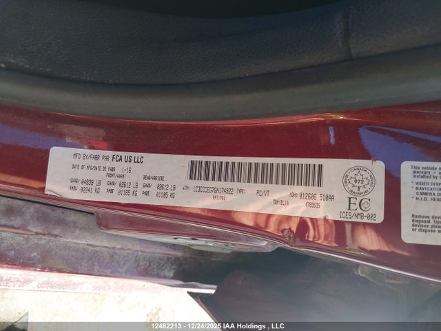 Aukcja sprzedaży 2016 Chrysler 200 C, vin: 1C3CCCEG7GN174922, numer aukcji: 12482213