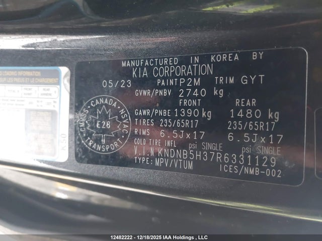 Aukcja sprzedaży 2024 Kia Carnival Lx, vin: KNDNB5H37R6331129, numer aukcji: 12482222