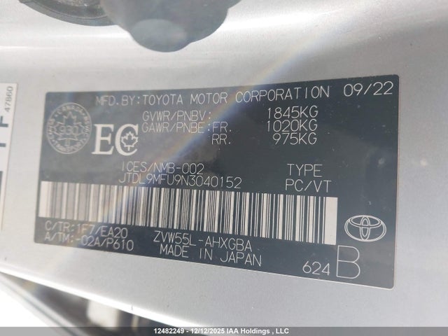 JTDL9MFU9N3040152 Toyota Prius