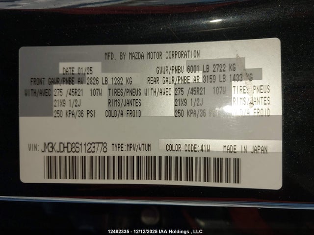 JM3KJDHD8S1123778 Mazda Cx-70 Premium