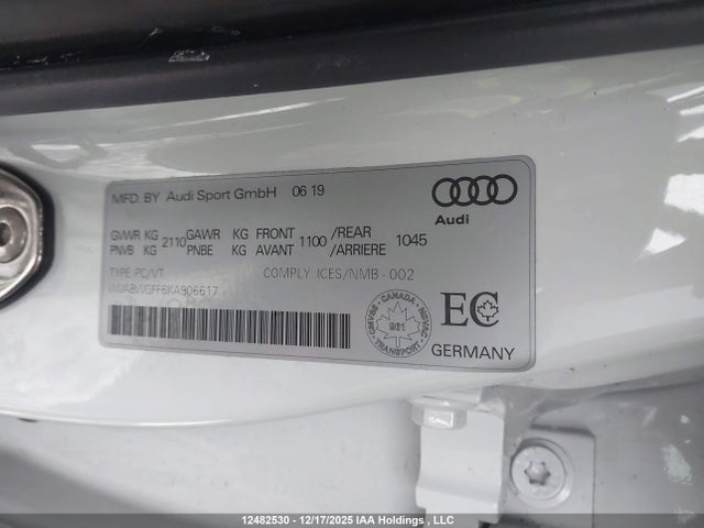 WUABWGFF6KA906617 Audi Rs 3 2.5t