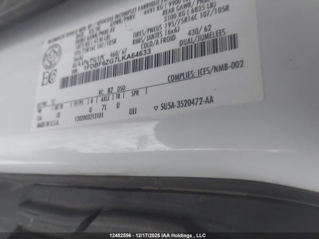1FDBF6ZG7LKA64633 Ford Transit-350 Cab