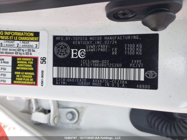 4T1G11BK0RU125260 Toyota Camry Se Night Shade/se