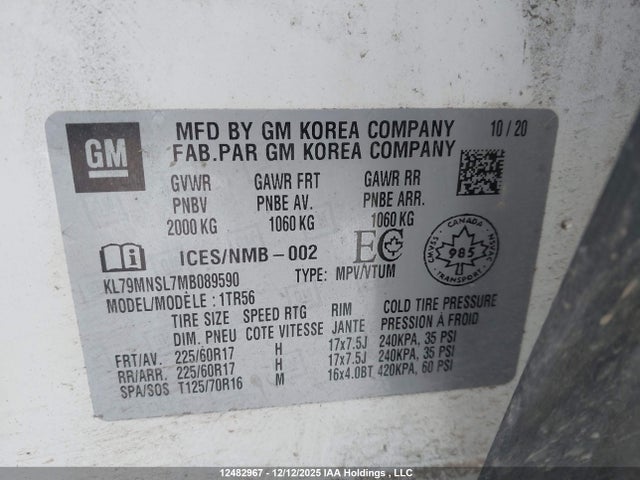 KL79MNSL7MB089590 Chevrolet Trailblazer Ls
