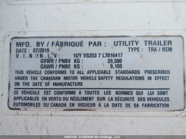 Utility Trailer Mfg Trailer 2020 1UYVS2537L7016417 Image 13