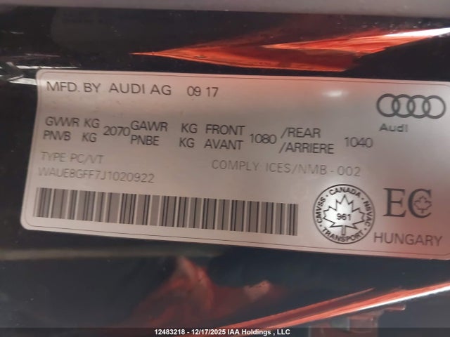 WAUE8GFF7J1020922 Audi A3 2.0t Progressiv