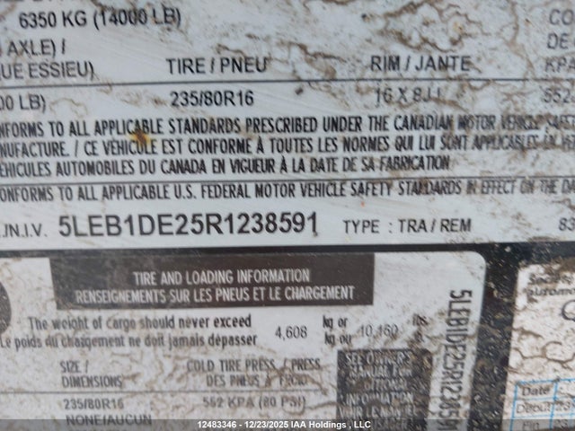 Продаж на аукціоні авто 2024 Remorque Remorque, vin: 5LEB1DE25R1238591, номер лоту: 12483346
