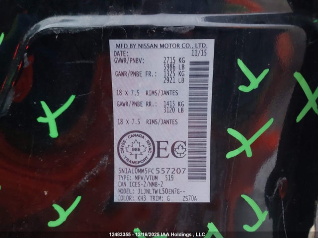 5N1AL0MM5FC557207 Infiniti QX60