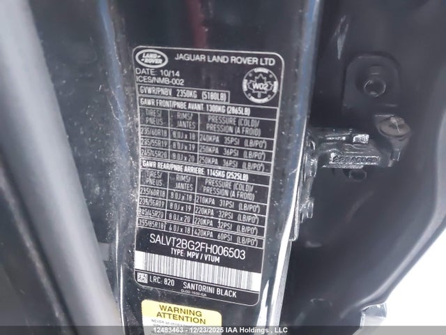 Land Rover Range Rover Evoque Dynamic 2015 SALVT2BG2FH006503 Image 9