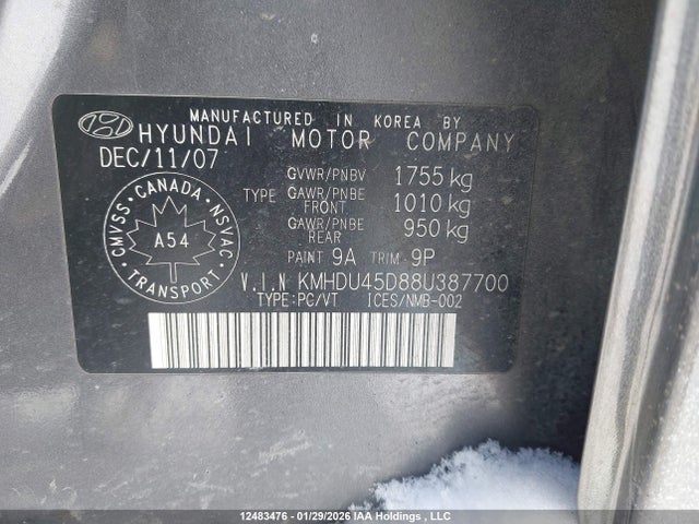 2008 Hyundai Elantra მანქანა იყიდება აუქციონზე, vin: KMHDU45D88U387700, აუქციონის ნომერი: 12483476