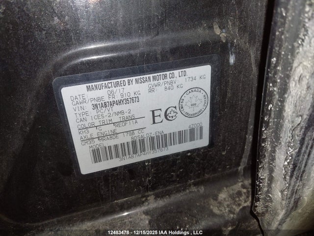 3N1AB7AP4HY357673 Nissan Sentra S/sv/sr/sl