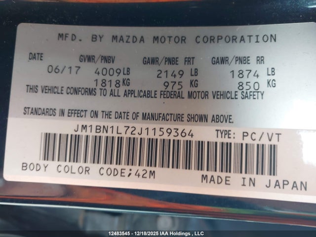 JM1BN1L72J1159364 Mazda Mazda3 50th Anniversary Edition/gs