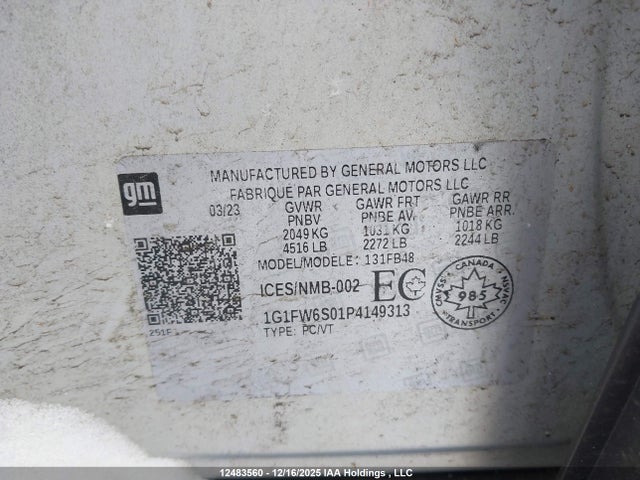 1G1FW6S01P4149313 Chevrolet Bolt Ev 1lt