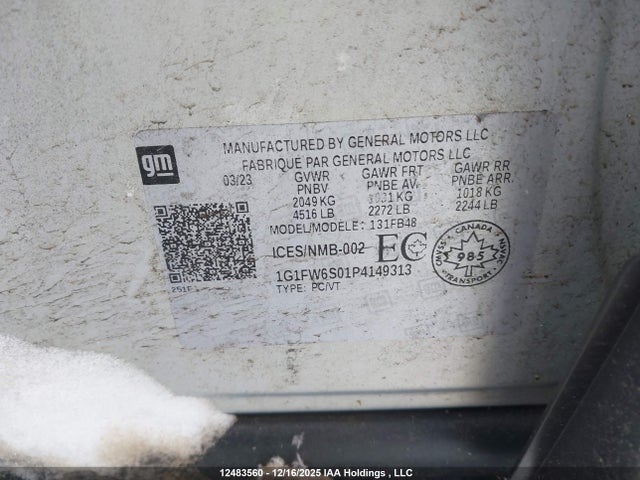 1G1FW6S01P4149313 Chevrolet Bolt Ev 1lt