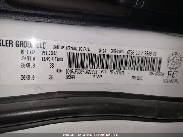 Jeep Grand Cherokee 2015 1C4RJFCG2FC620663 Image 18