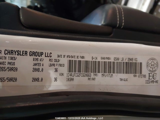 Jeep Grand Cherokee 2015 1C4RJFCG2FC620663 Image 9