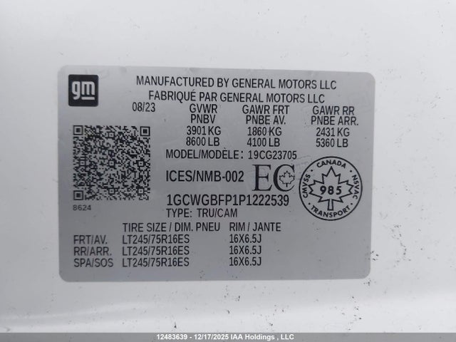 1GCWGBFP1P1222539 Chevrolet Express G2500