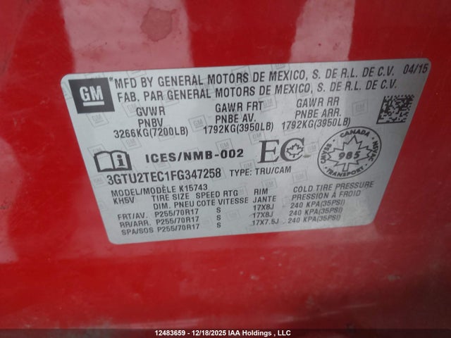 3GTU2TEC1FG347258 GMC SIERRA 1500