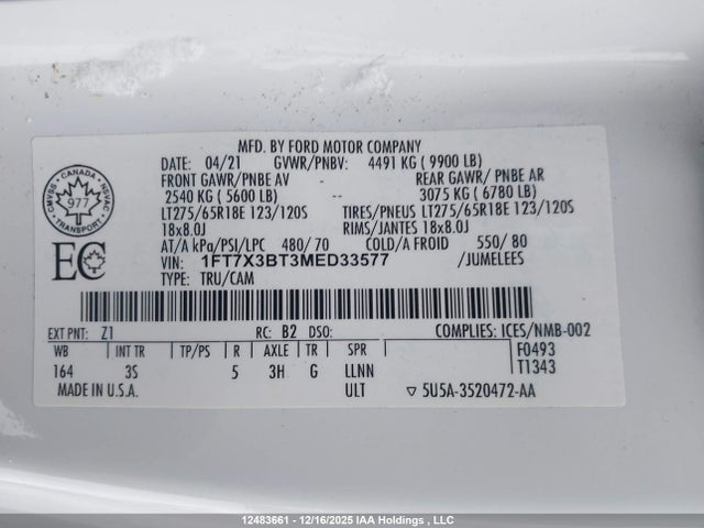 Ford F350 2021 1FT7X3BT3MED33577 Image 9