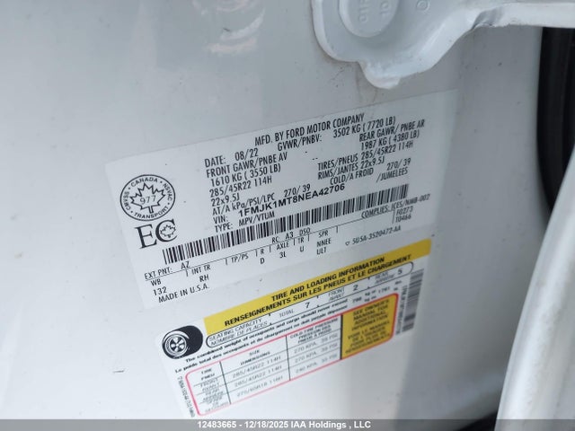 1FMJK1MT8NEA42706 Ford Expedition Max Platinum