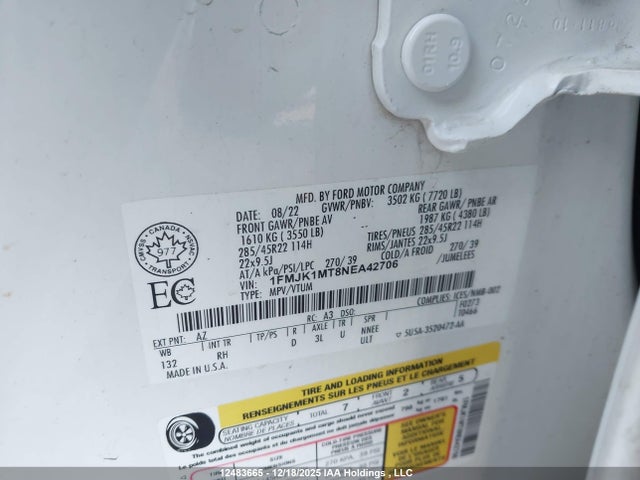 1FMJK1MT8NEA42706 Ford Expedition Max Platinum