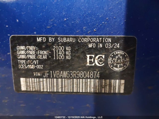 Subaru Wrx Rs 2024 JF1VBAW63R9804874 Image 18