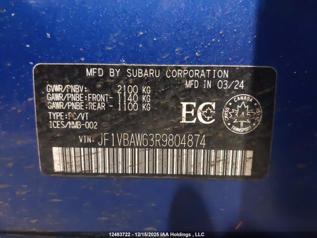 Subaru Wrx Rs 2024 JF1VBAW63R9804874 Image 9