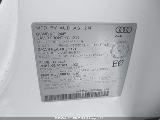 Audi Q5 2.0t Technik 2015 WA1WFCFP9FA081950 Image 9