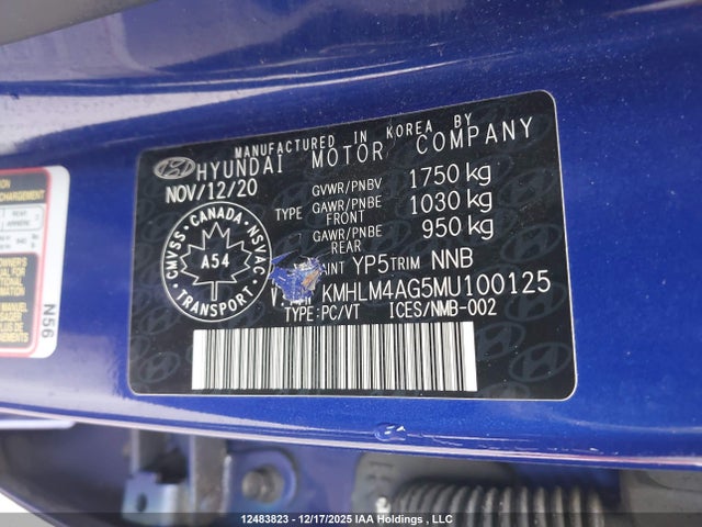 KMHLM4AG5MU100125 Hyundai Elantra Preferred Ivt
