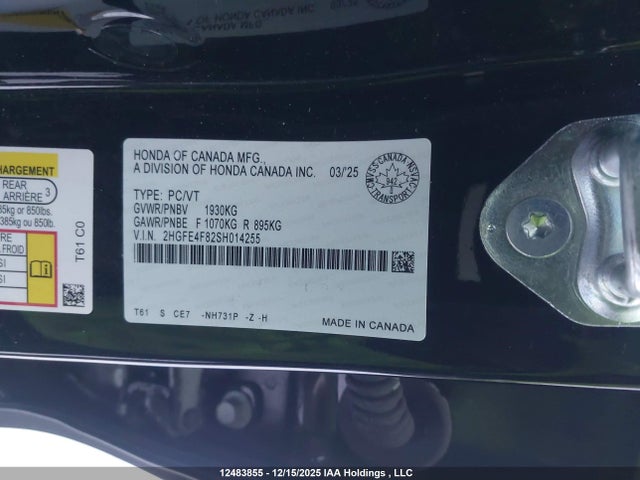Honda CIVIC HYBRID 2025 2HGFE4F82SH014255 Image 9