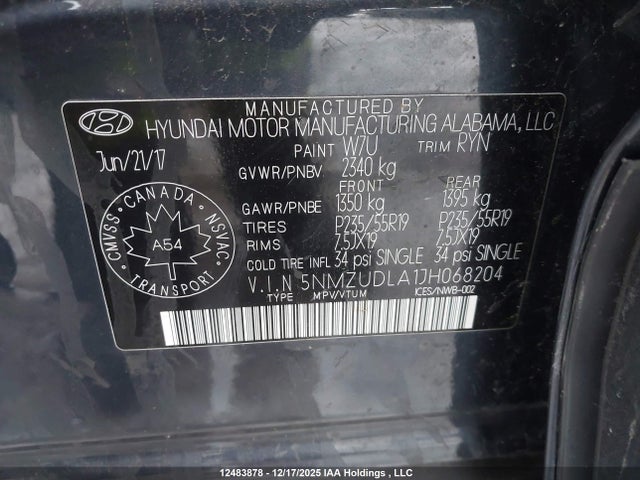 5NMZUDLA1JH068204 Hyundai SANTA FE SPORT
