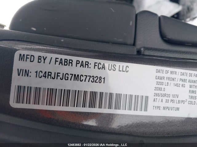 Jeep Grand Cherokee 2021 1C4RJFJG7MC773281 Image 9