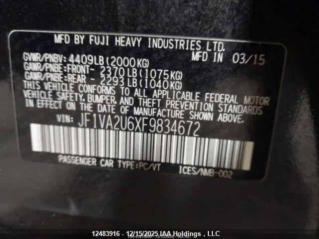 JF1VA2U6XF9834672 Subaru Wrx Sti Limited