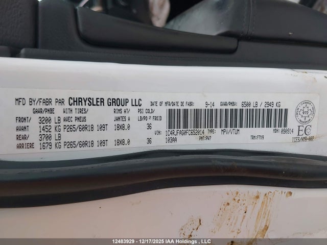 Jeep Grand Cherokee 2015 1C4RJFAG0FC652014 Image 9