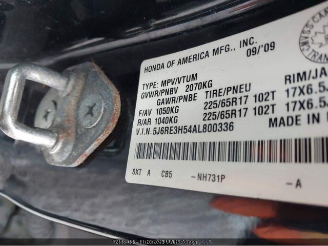 12483938 :رقم المزاد ، 5J6RE3H54AL800336 vin ، 2010 Honda Cr-v مزاد بيع