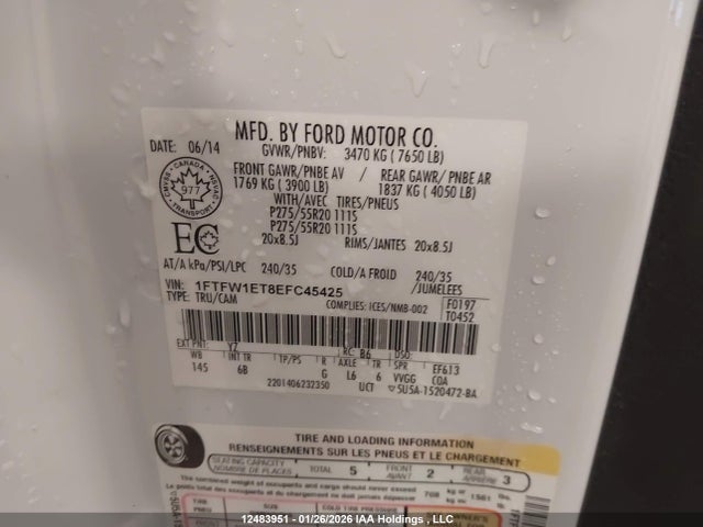 1FTFW1ET8EFC45425 Ford F-150