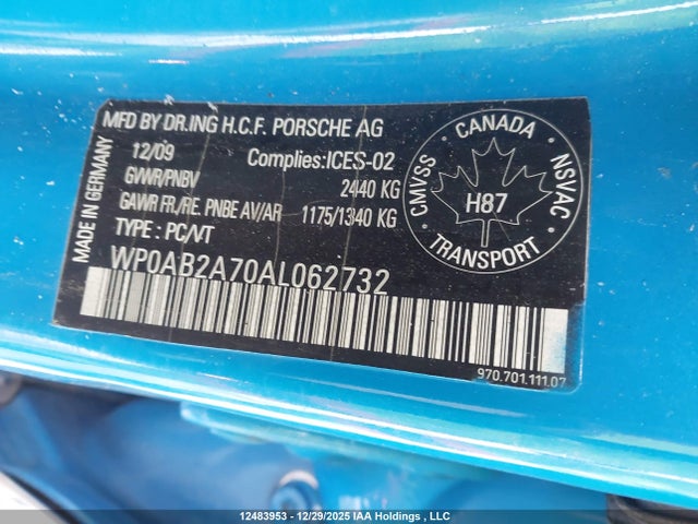 Aukcja sprzedaży 2010 Porsche Panamera S/4, vin: WP0AB2A70AL062732, numer aukcji: 12483953