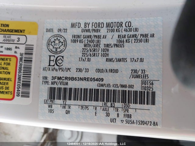 3FMCR9B63NRE05409 Ford Bronco Sport Big Bend